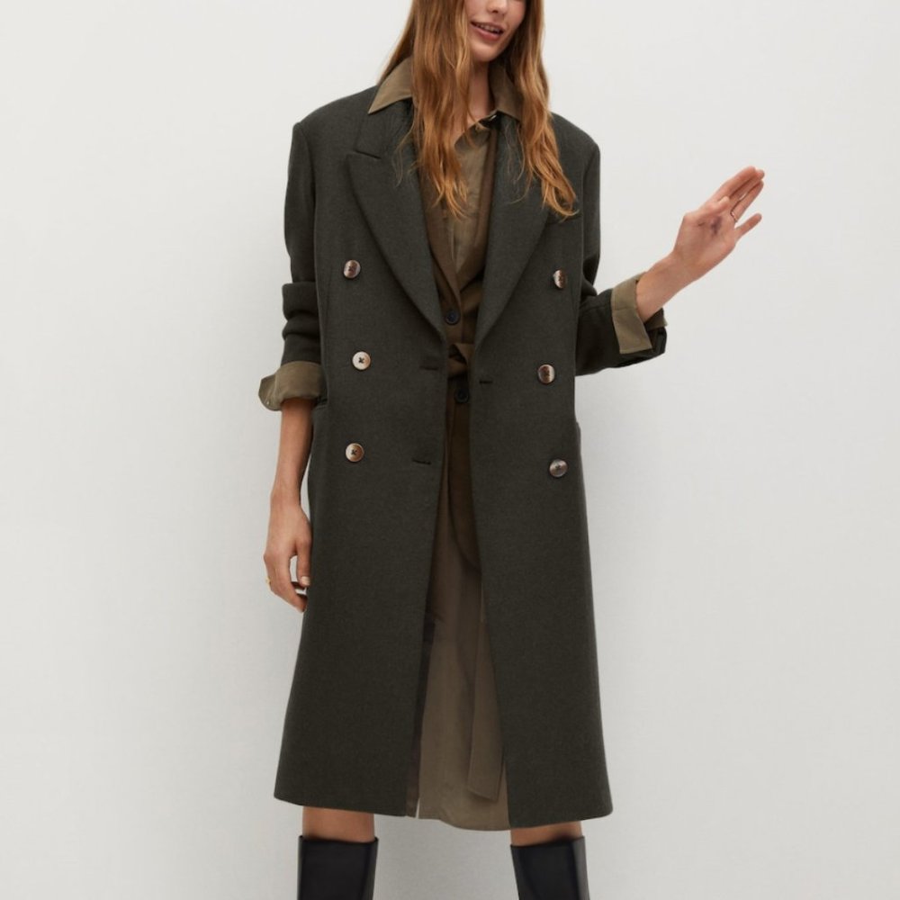 MANGO NWT Wool double-breasted coat Medium
